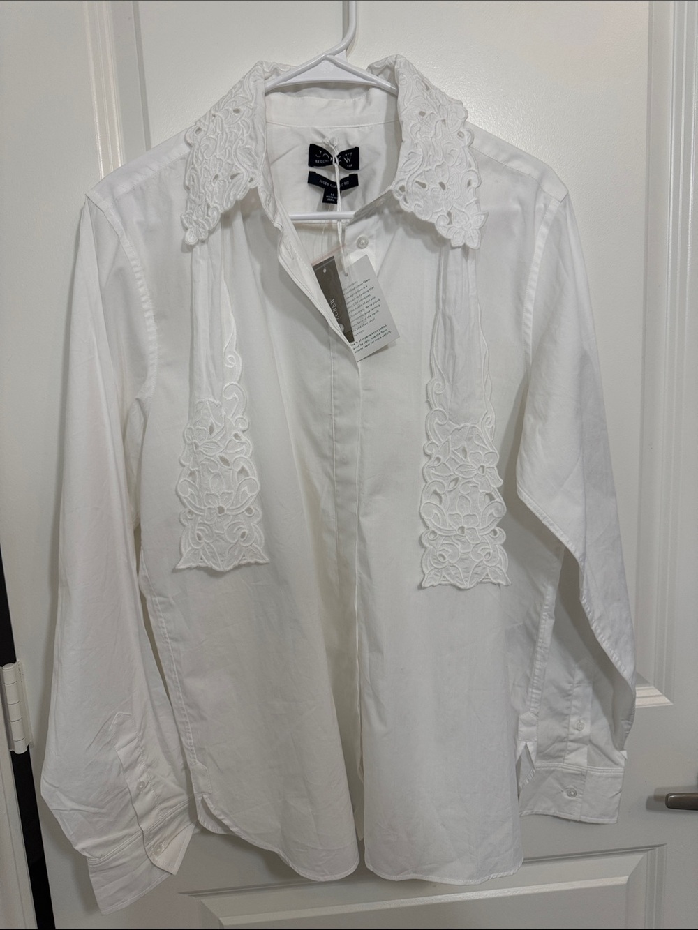NWT J.Crew Jules Eyelet Tie-Neck Shirt White Size 14 Plus